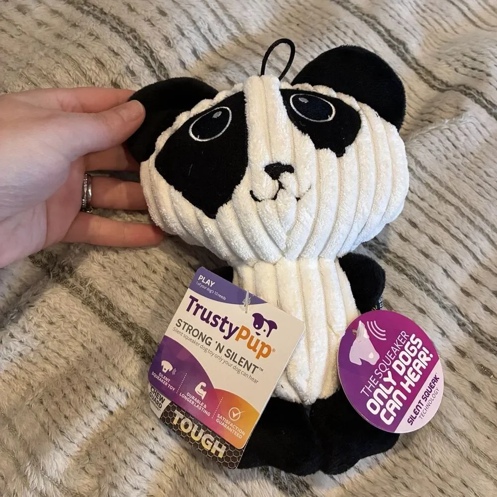 BRAND NEW! TrustyPup Panda Bear Dog Toy with Silent Squeaker Technology-Medium
